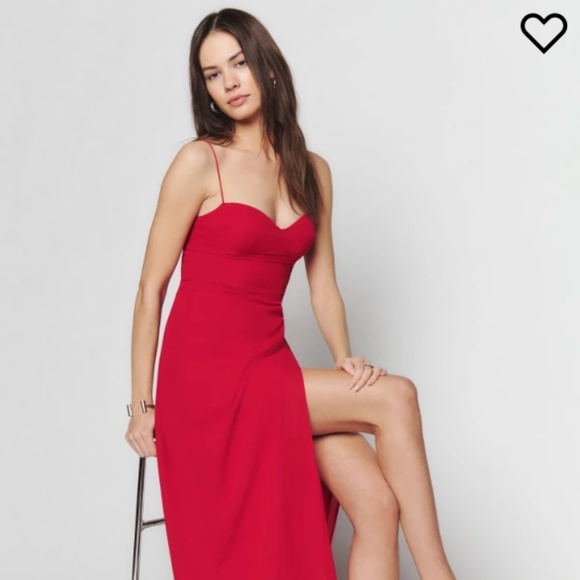 Reformation Kourtney Dress Cherry Sz 4 - Picture 2 of 6